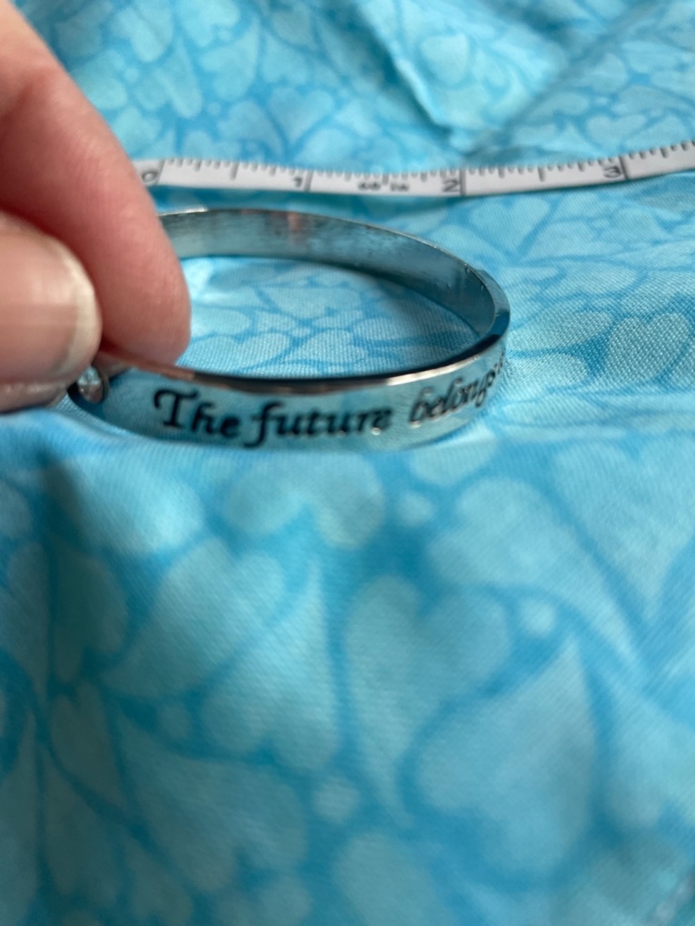 BELIEVE Inscription Silver Inspirational Cuff Bracelet - Picture 5 of 9